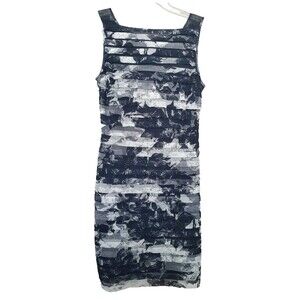 Adrianna Papell Tiered Black/White Floral Print Sleeveless Sheath Dress Size 14